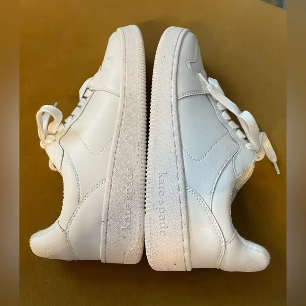 kate spade Bolt Gem Leather Sneakers White Size 8